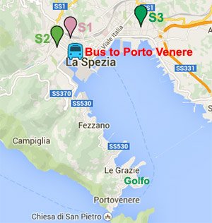 Parking map for Portovenere in La Spezia